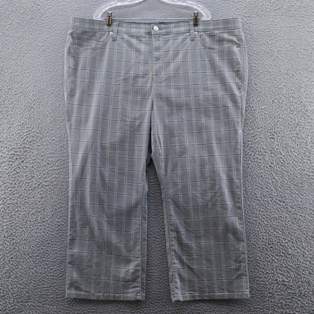 Torrid Womens 26 Grey Plaid Sky High Boot Crop Super Soft Pants NEW